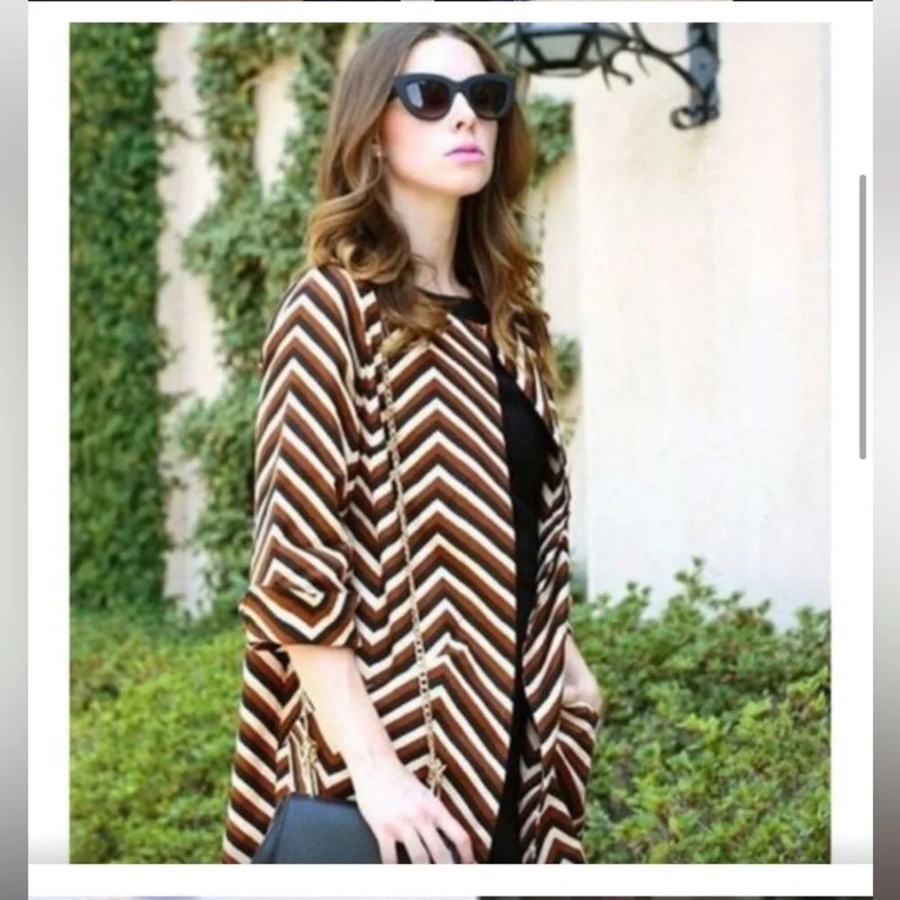 ANTHROPOLOGIE • Eva Franco • Stylish Chevron Patterned Casual Jacket - Picture 4 of 15